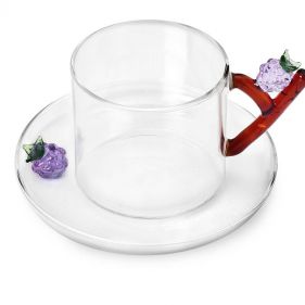 TEACUP WITH SAUCER BLACKBERRY  - فنجان شاي مع صحن بتصميم التوت الأسود