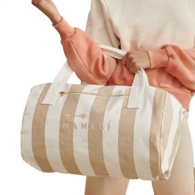 WEEKEND BAG:WHITE & BEIGE - حقيبة