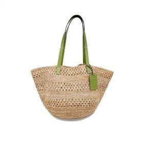 BASKET BAG WEAVING:TAN NATURAL - حقيبة