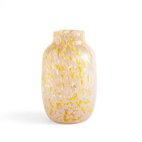 SPLASH VASE ROUND-LARGE-LIGHT PINK AND YELLOW  - مزهرية