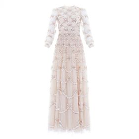 BOW SEQUIN LONG SLEEVE GOWN - ثوب طويل الأكمام الترتر القوس