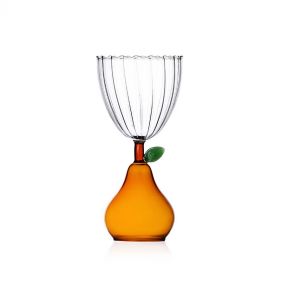 STEEMED GLASS PEAR AMBER  - كوب زجاجي مبخر باللون العنبري