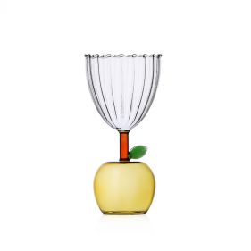 STEEMED GLASS APPLE YELLOW  - كوب زجاجي مبخر بلون التفاح  الأصفر