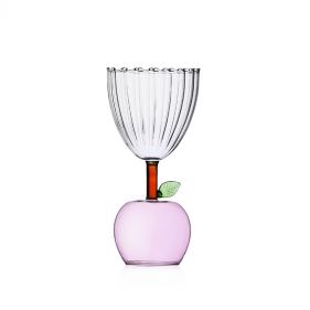 STEEMED GLASS APPLE PINK  - كوب زجاجي مبخر بلون التفاح  الزهري
