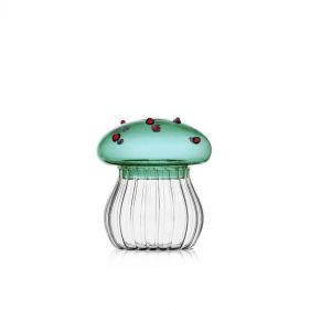 SUGAR BOWL GREEN MUSHROOM WITH RED DOTS  - وعاء للسكر بتصميم الفطر الأخضر والنّقاط الحمراء