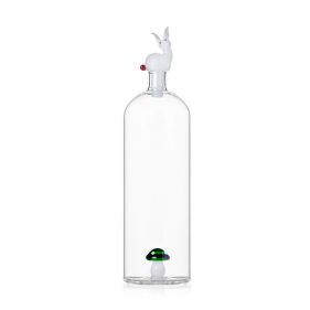 BOTTLE GREEN MUSHROOM&WHITE RABBIT  - قارورة ماء بتصميم الفطر الأخضر والأرنب الأبيض