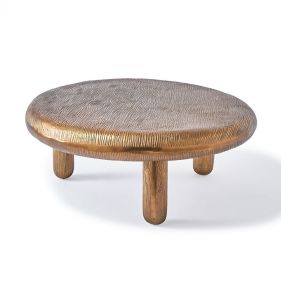 COFFEE TABLE THICK DISK ANTIQUE BRASS - طاولة
