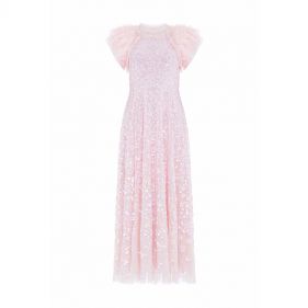 SEQUIN ROSE GLOSS ANKLE GOWN - ثوب