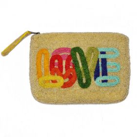 LOVE BEADED CLUTCH - محفظة نسائية/ حقيبة