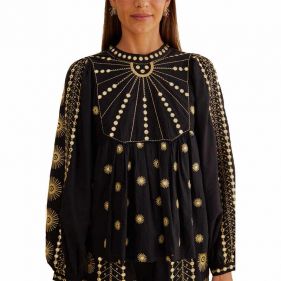 SUN EMBROIDERED BLOUSE - بلوزة LS