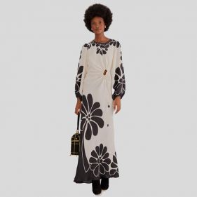 CUT OUT LONG SLEEVE MAXI DRESS - فستان