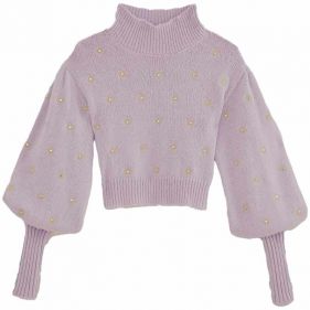 MIRROR EMBROIDERY KNIT SWEATER  - بلوزة صوف