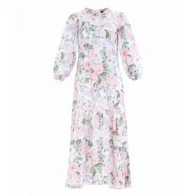 ROSE POWDER CREPE LACE BALLERINA DRESS - ثوب