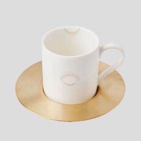 ESPR CUPS EYE W BRASS SAUCERS - أكواب