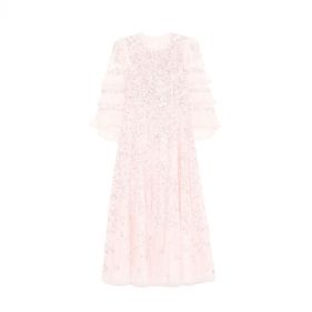 FLORAL LACE ROUND  ANKLE GOWN  - فستان