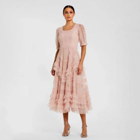 RUFFLE MIDI DRESS - فستان