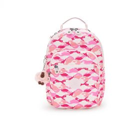 SEOUL S SMALL BACKPACK : KIPLING : PINK PALM : OS - شنطة ظهر