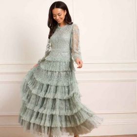 BLOSSOM LACE ANKLE GOWN  - فستان