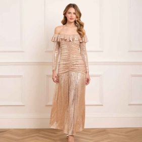 SIENNA OFF-SHOULDER GOWN  - فستان