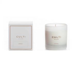 CANDLE SILKSCREENED SATIN GLASS ARAMARA 270G: CULTI MILANO - شمعة معطرة
