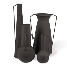 VASES ROMAN BLACK SET 4: POLSPOTTEN-مزهرية