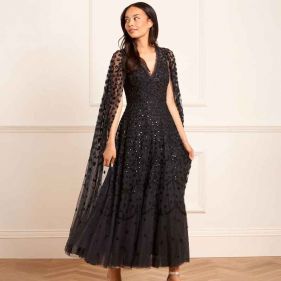 CLOVER CAPE SLEEVE ANKLE GOWN  - فستان