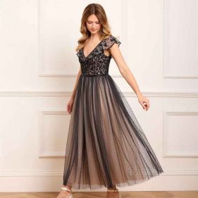 ADELINE BODICE ANKLE GOWN  - فستان