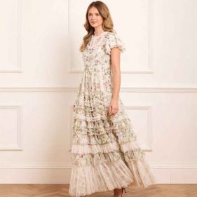 COLETTE S LA VIE EN ROSE ROUND NECK SS GOWN  - فستان