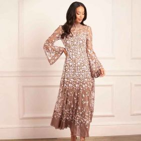SYLVIA ROSE LONG SLEEVE ANKLE GOWN  - فستان