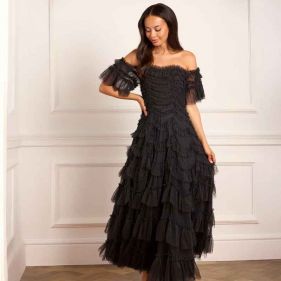 AVIANA OFF SHOULDER GOWN  - فستان