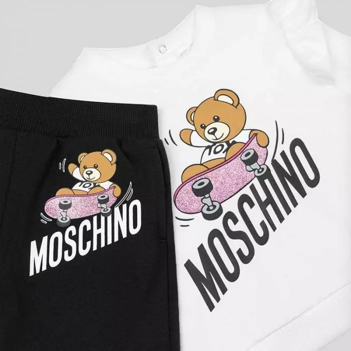 White Black Baby Girl Tracksuit by MOSCHINO Salam Stores