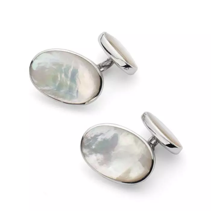 Aspinal Of London Oval Cufflinks in Silver Mop Salam Stores