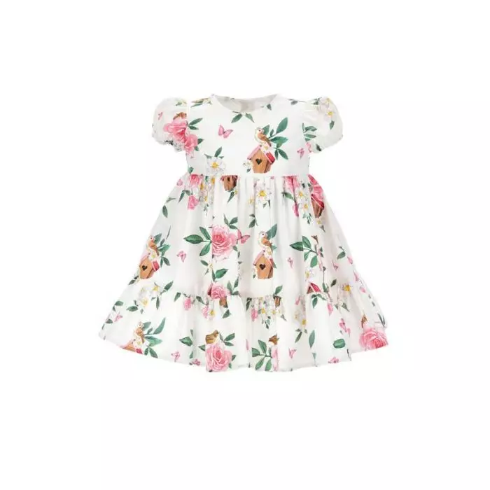 Monnalisa Baby Girl Dress In White And Multicolor Salam Stores