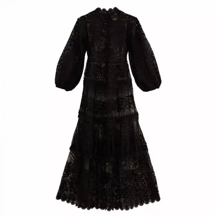 chinese dress ladies Justyna Black Rhinestone Guipure Lace Maxi Dress (Final Sale-US Only)