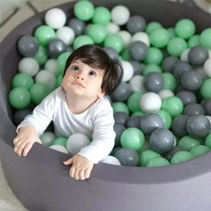 Grey Ball Pit Green Grey White Balls